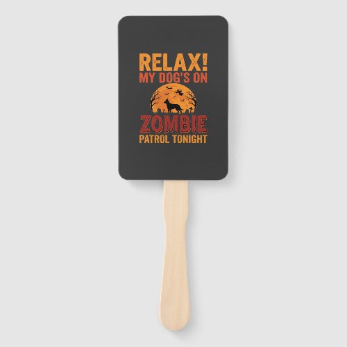 Zombie Patrol Dog Halloween Hand Fan