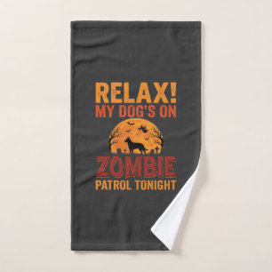 Zombie Patrol Dog Halloween Hand Towel