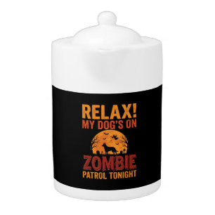 Zombie Patrol Dog Halloween Teapot