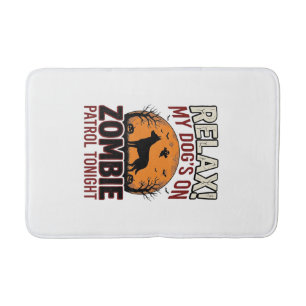 Zombie Patrol Dog Halloween Vintage Engraving Desi Bath Mat