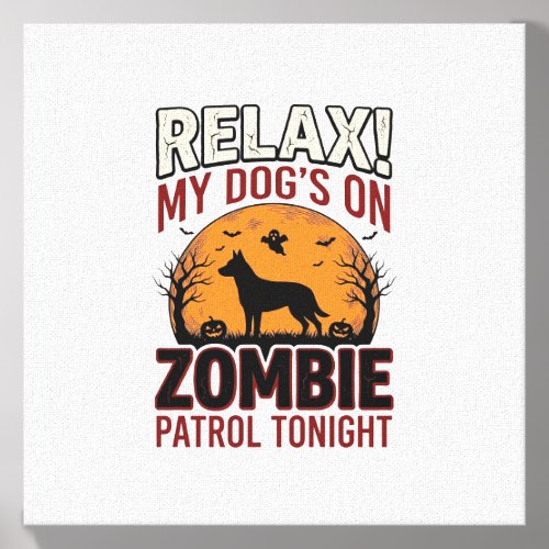 Zombie Patrol Dog Halloween Vintage Engraving Desi Canvas Photo Tile