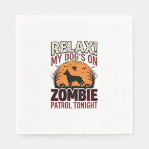 Zombie Patrol Dog Halloween Vintage Engraving Desi Napkins