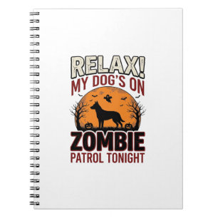 Zombie Patrol Dog Halloween Vintage Engraving Desi Notebook