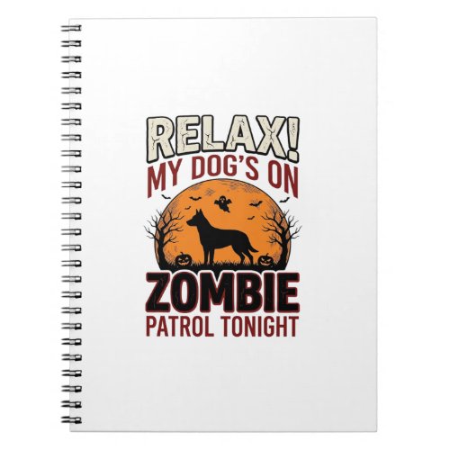 Zombie Patrol Dog Halloween Vintage Engraving Desi Notebook
