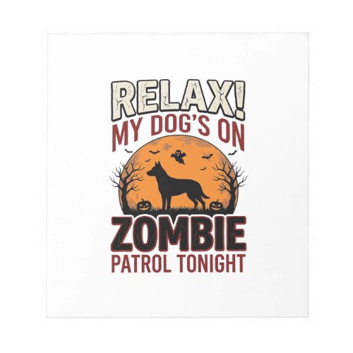 Zombie Patrol Dog Halloween Vintage Engraving Desi Notepad