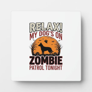Zombie Patrol Dog Halloween Vintage Engraving Desi Plaque