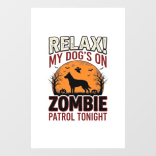 Zombie Patrol Dog Halloween Vintage Engraving Desi Window Cling
