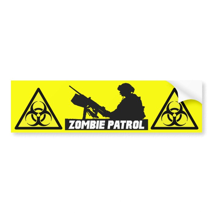 Zombie Patrol   On the Gun Bumper Sticker