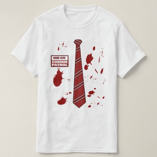 Zombie Patrol T-Shirt - Kill zombies in style with one of these awesome t-shirts made just for zombie slayers with a personalized name tag and cool red necktie. Customize it to your liking.