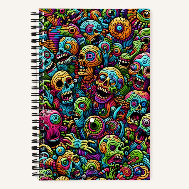 Zombie patterns in various colors notebook (Front)