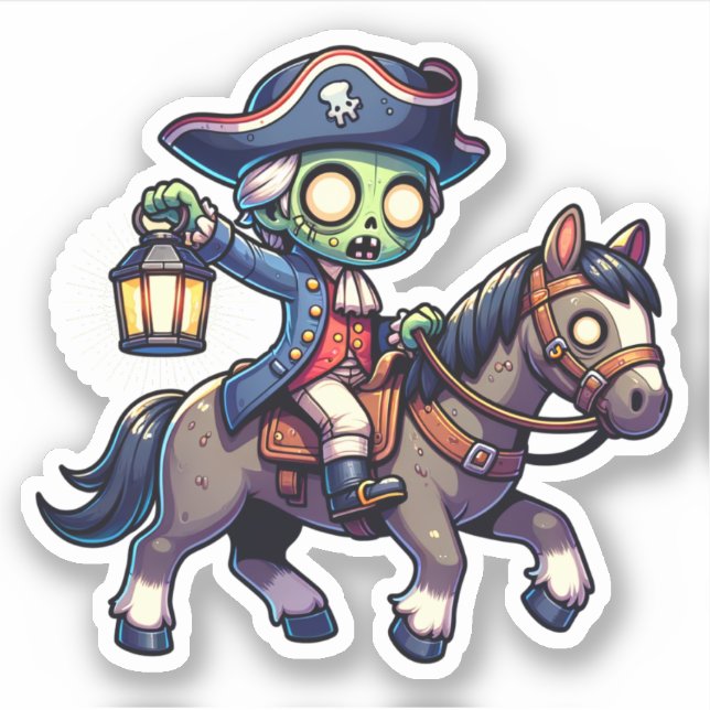 Zombie Paul Revere's Ride Sticker (Front)