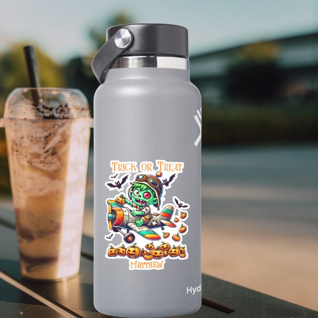 Zombie Pilot Airplane Pumpkins Halloween custom  Sticker (Creator Uploaded)