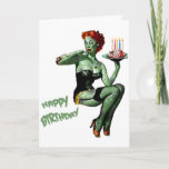 Zombie Pin Up Birthday Card<br><div class="desc">Happy Birthday! Eat some braiiiins,  I mean cake.</div>