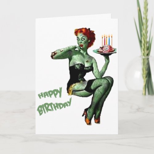 Zombie Pin Up Birthday Card