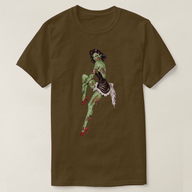 Zombie Pin Up Girl Halloween 6941 T-Shirt (Design Front)