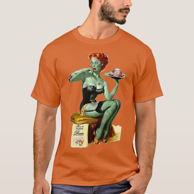Zombie Pin Up Girl Halloween T-Shirt (Front)