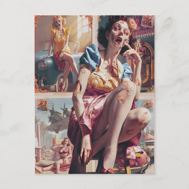 Zombie Pin-Up I Postcard (Front)