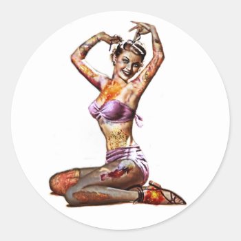 Zombie Pin Up Sticker by EndlessVintage at Zazzle