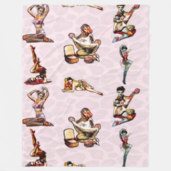 Zombie Pin Ups Fleece Blanket by EndlessVintage at Zazzle