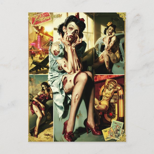 Zombie Pin-Up's II Postcard (Front)