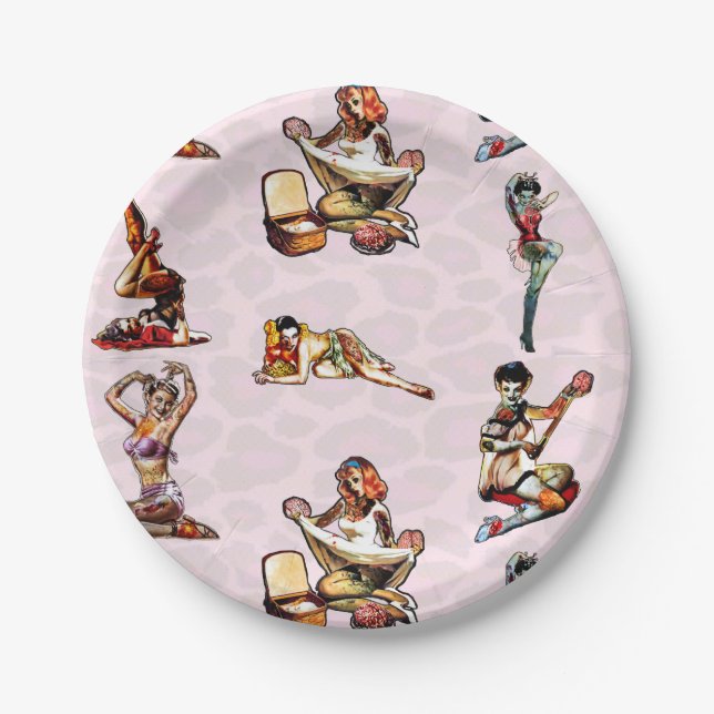 Zombie Pin Ups Paper Plates (Front)