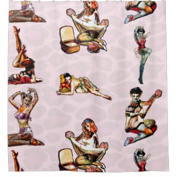 Zombie Pin Ups Shower Curtain by EndlessVintage at Zazzle