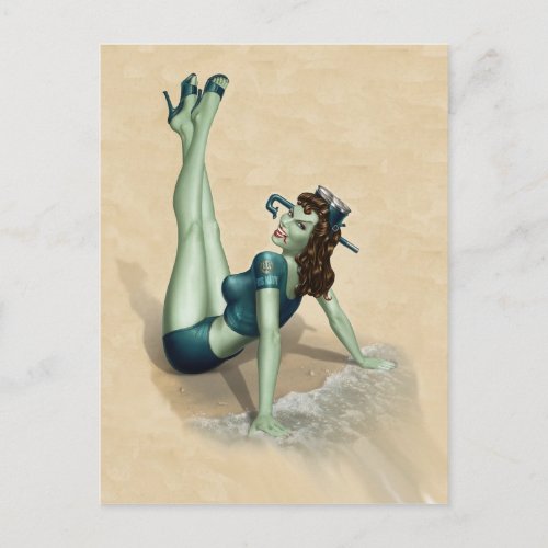 Zombie Pinup Girl Postcard