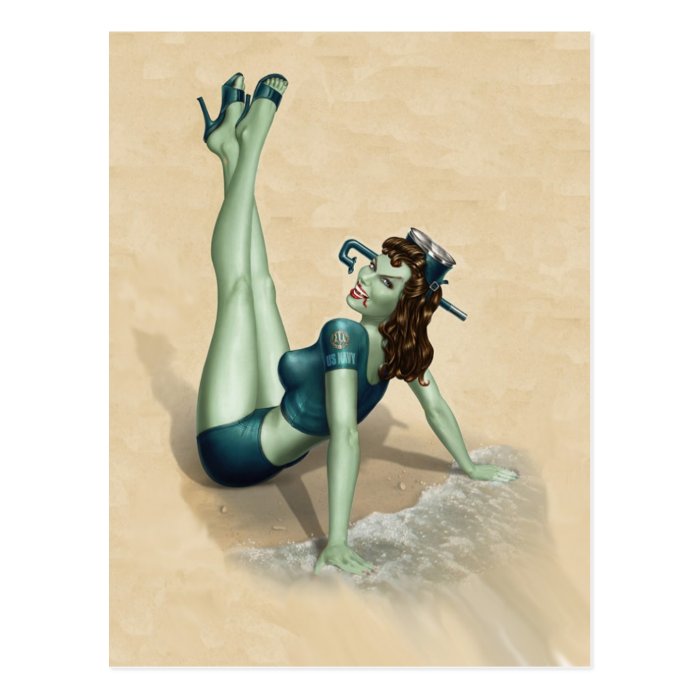 Zombie Pinup Girl Postcard