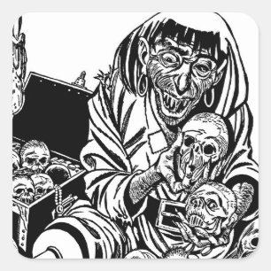 zombie pirate treasure monster horror art square sticker