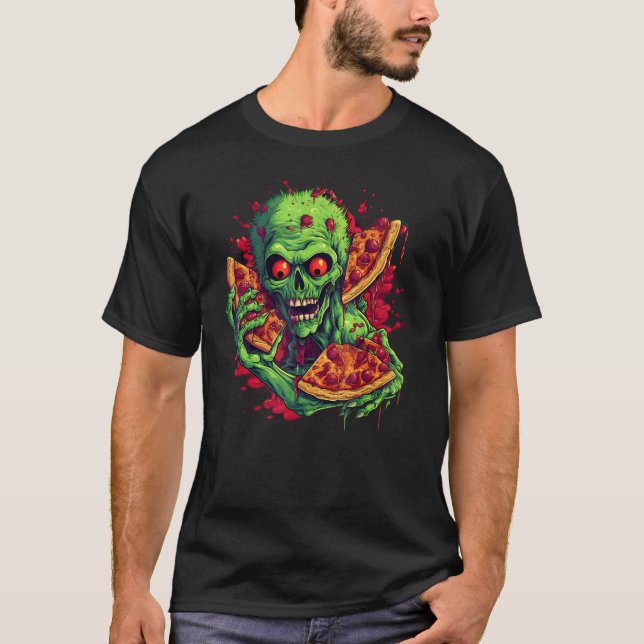 Zombie Pizza Halloween Costume T-Shirt (Front)