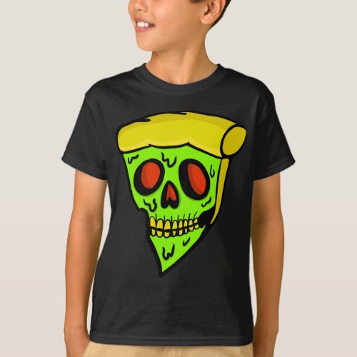 Zombie Pizza Halloween Scary Skeleton Skull T_Shirt