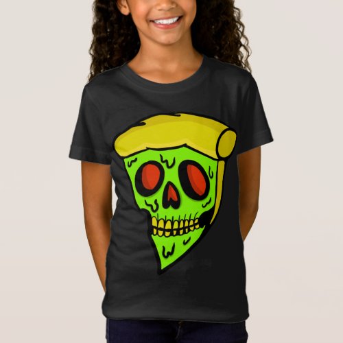 Zombie Pizza Halloween Scary Skeleton Skull T_Shirt