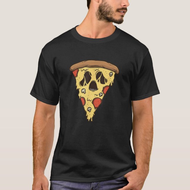 Zombie Pizza Slice Cartoon  T-Shirt (Front)