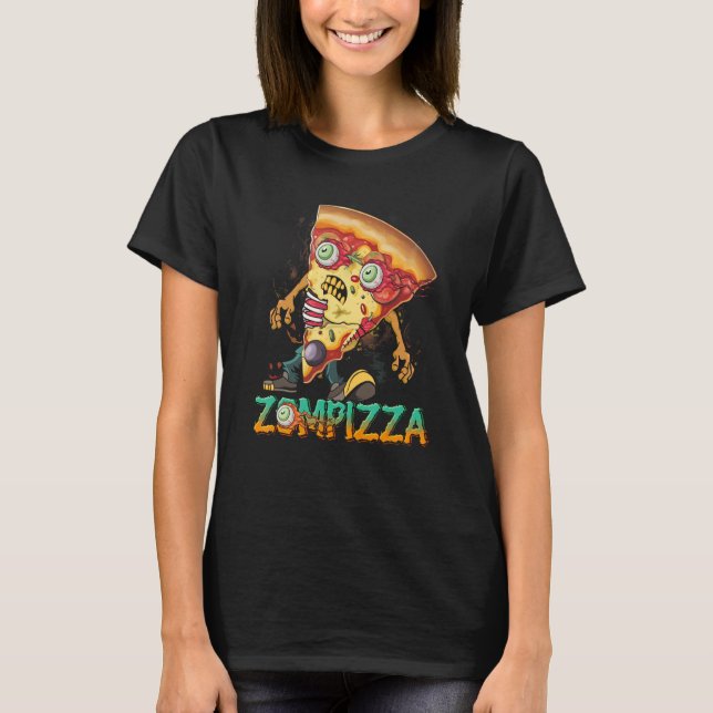 Zombie Pizza Zompizza Funny Halloween Zombie Food  T-Shirt (Front)
