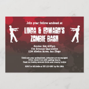 Zombie plague invasion red splatter gore Halloween Invitation