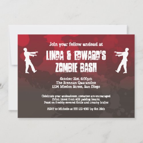 Zombie plague invasion red splatter gore Halloween Personalized Announcement