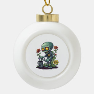 Zombie Plant Parent Ceramic Ball Christmas Ornament