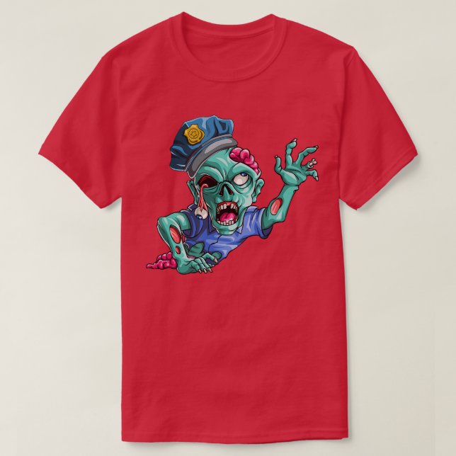 Zombie Police Funny Halloween Horror Scary 6942 T-Shirt (Design Front)