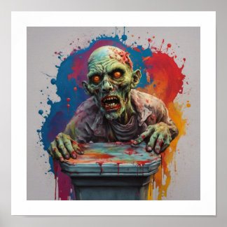 Zombie Posing for Shot Halloween Poster
