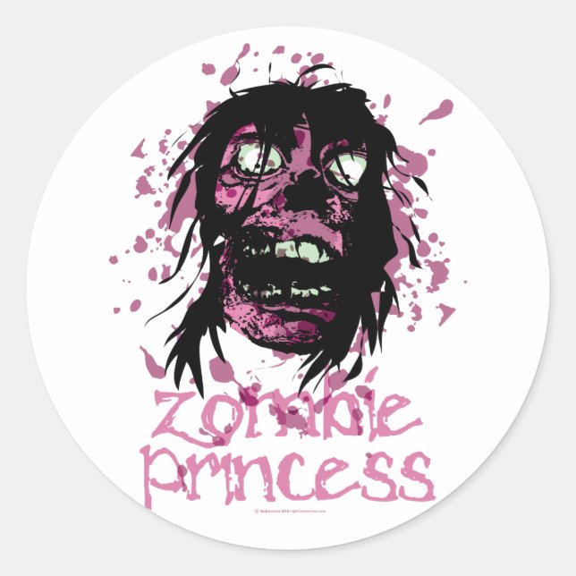 Zombie Princess Classic Round Sticker (Front)