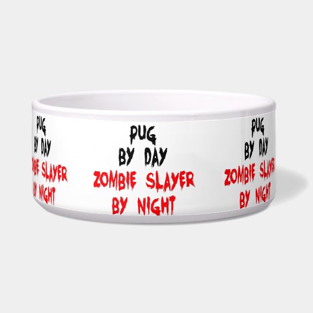 Zombie Pug Dog Joke Bowl (Left)