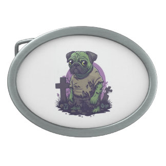 Zombie Pug � Undead Funny Halloween Dog Belt Buckle