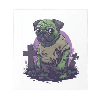 Zombie Pug � Undead Funny Halloween Dog Notepad