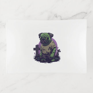Zombie Pug � Undead Funny Halloween Dog Trinket Tray