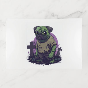 Zombie Pug � Undead Funny Halloween Dog Trinket Tray