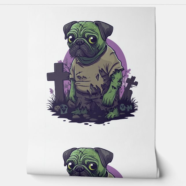 Zombie Pug � Undead Funny Halloween Dog Wallpaper (Unrolling)