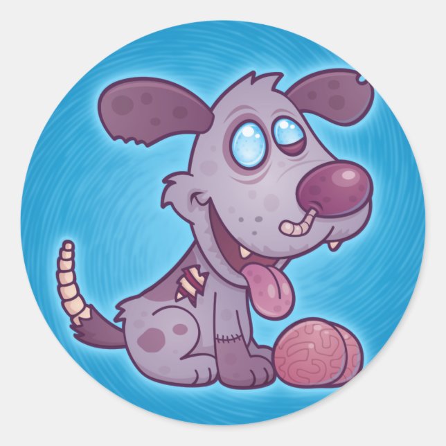 Zombie Puppy Classic Round Sticker (Front)
