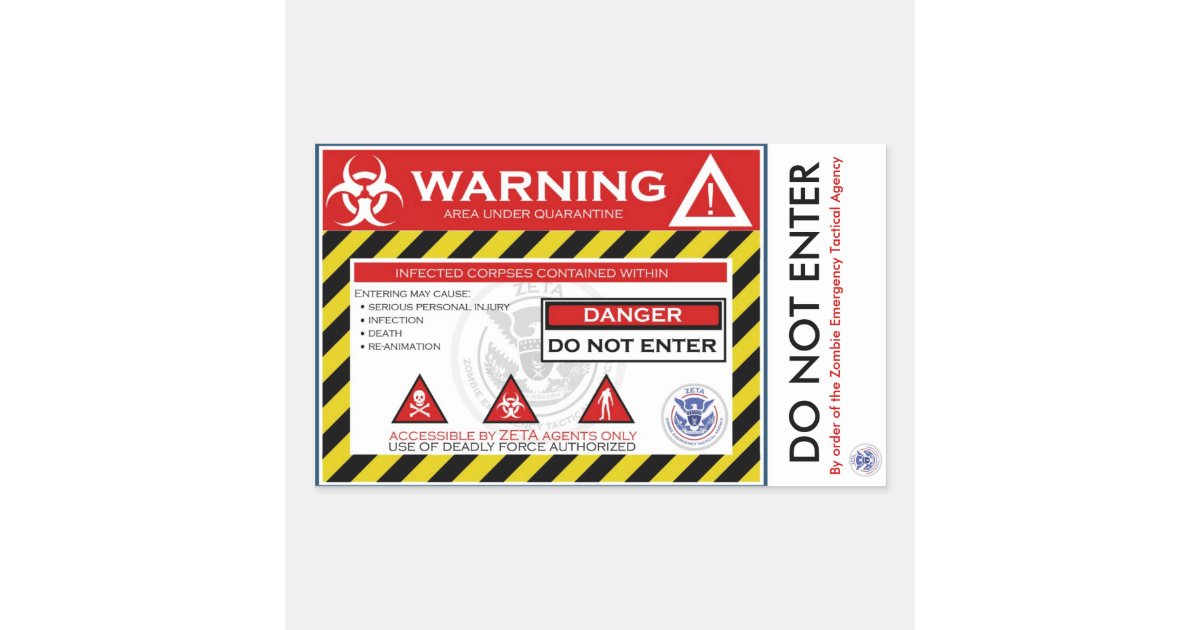 Zombie Quarantine Sticker | Zazzle