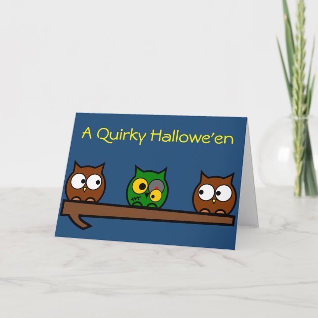 Zombie Quirky Owls Card (Front)