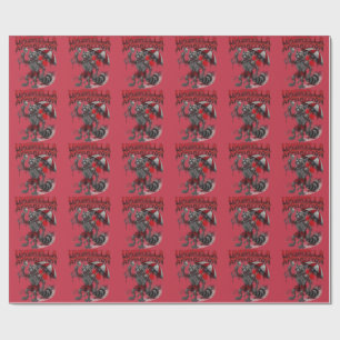 Zombie Raccoon holding Skull & Umbrella Macabre Wrapping Paper